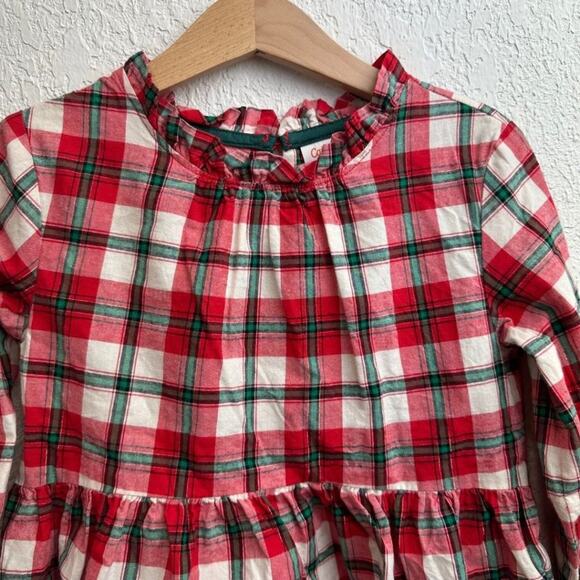 Cat & Jack Long Sleeve Peplum Blouse Red, White and Green 5T - Picture 2 of 4
